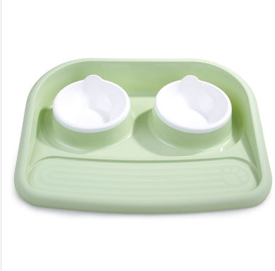 KFX-3091133 Dual-Purpose Anti-Skid Dog Feeder - Plastic Double Bowl for Eating and Drinking
