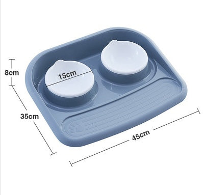 KFX-3091133 Dual-Purpose Anti-Skid Dog Feeder - Plastic Double Bowl for Eating and Drinking