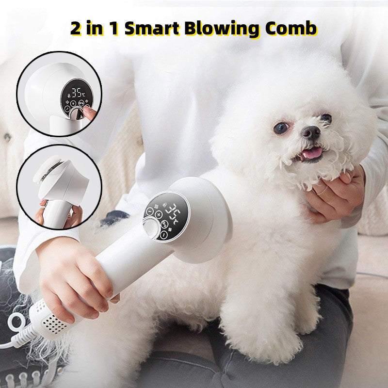 KFX-3092541 Smart Pet Hair Dryer with Comb Attachment for Dogs and Cats - Silent, Safe Grooming Tool