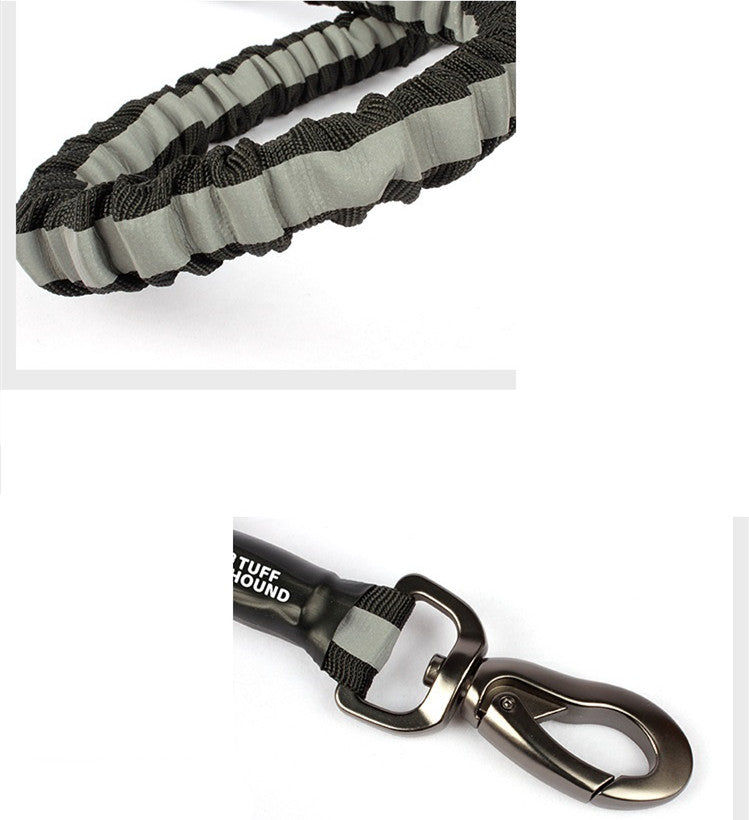 KFX-3096509 High Elastic Pet Leash for Dogs - Suitable for 10-60kg, Black/Red, Reflective Nylon Design