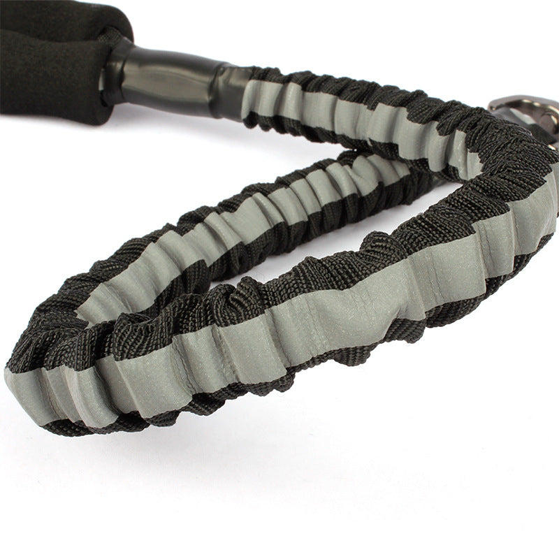 KFX-3096509 High Elastic Pet Leash for Dogs - Suitable for 10-60kg, Black/Red, Reflective Nylon Design