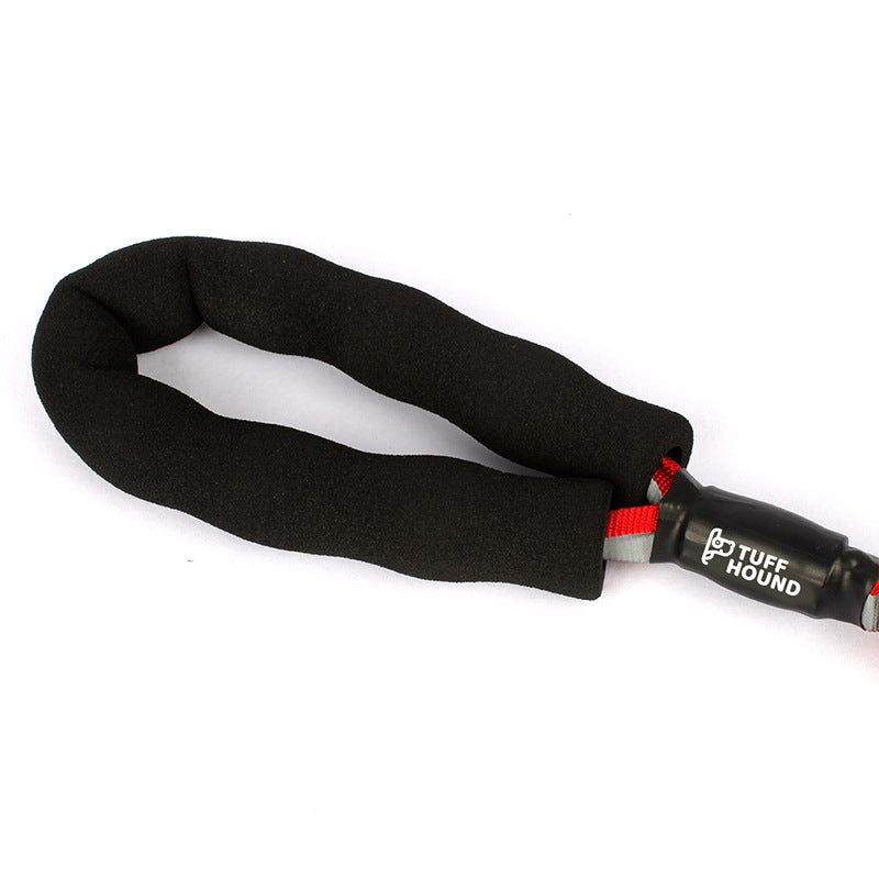 KFX-3096509 High Elastic Pet Leash for Dogs - Suitable for 10-60kg, Black/Red, Reflective Nylon Design