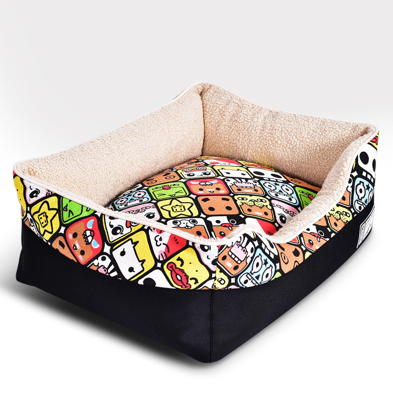 KFX-3096765 Soft and Cozy Pet Bed with Cartoon Design and Various Color Options for Small to Large Pets