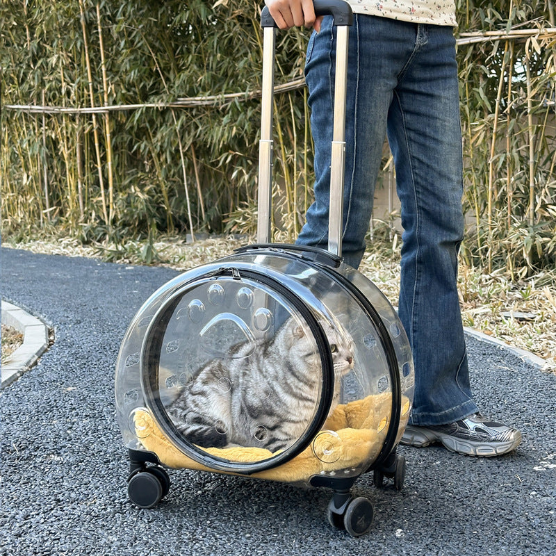KFX-3098941 Transparent Pet Trolley Bag with Large Capacity and Universal Wheels