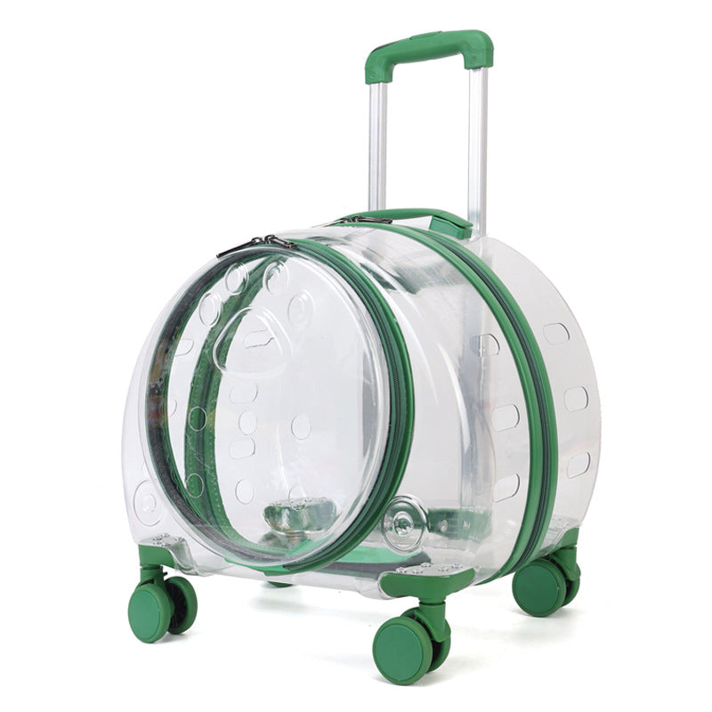 KFX-3098941 Transparent Pet Trolley Bag with Large Capacity and Universal Wheels