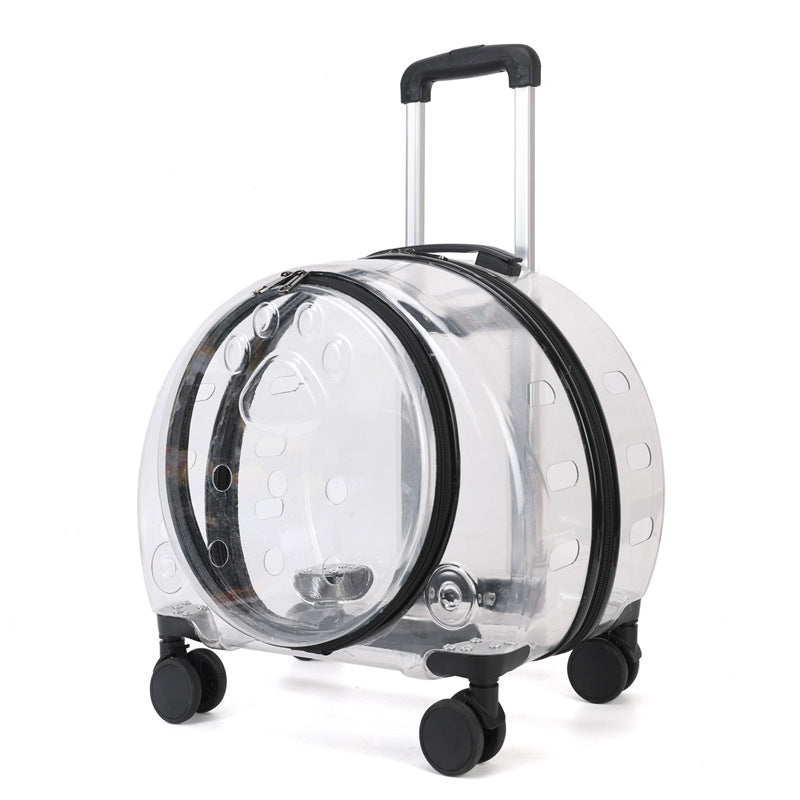 KFX-3098941 Transparent Pet Trolley Bag with Large Capacity and Universal Wheels