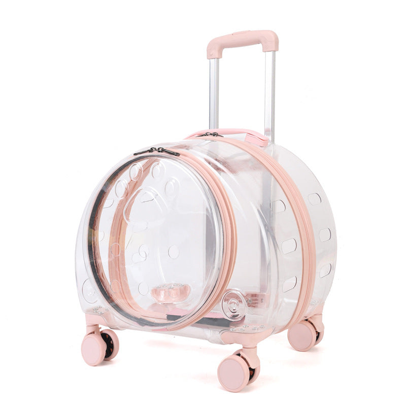KFX-3098941 Transparent Pet Trolley Bag with Large Capacity and Universal Wheels