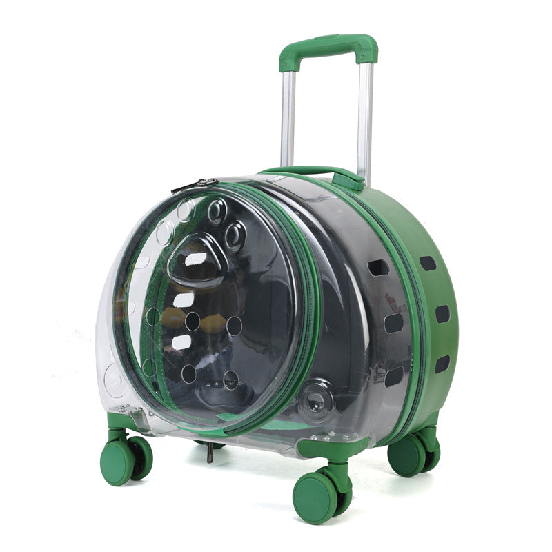 KFX-3098941 Transparent Pet Trolley Bag with Large Capacity and Universal Wheels
