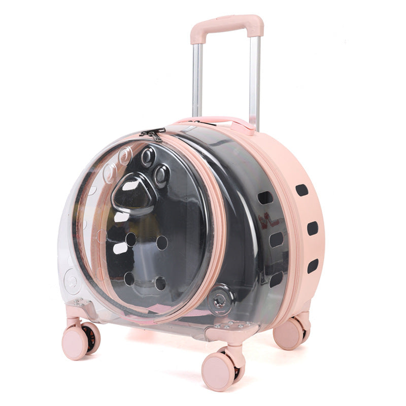 KFX-3098941 Transparent Pet Trolley Bag with Large Capacity and Universal Wheels