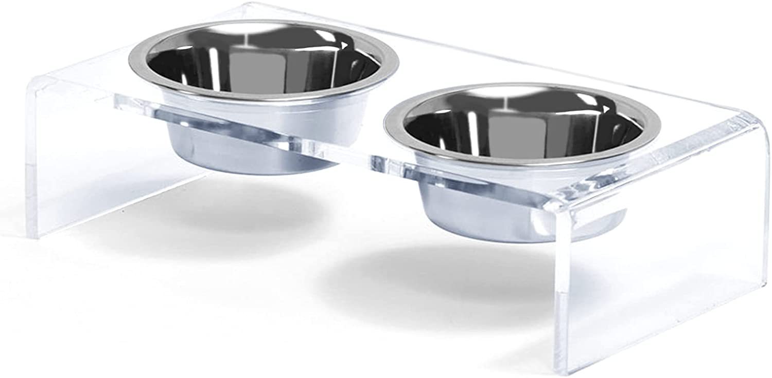 KFX-3100861 Acrylic Pet Feeder for Dogs and Cats - Environmentally Friendly Clear Feeding Rack