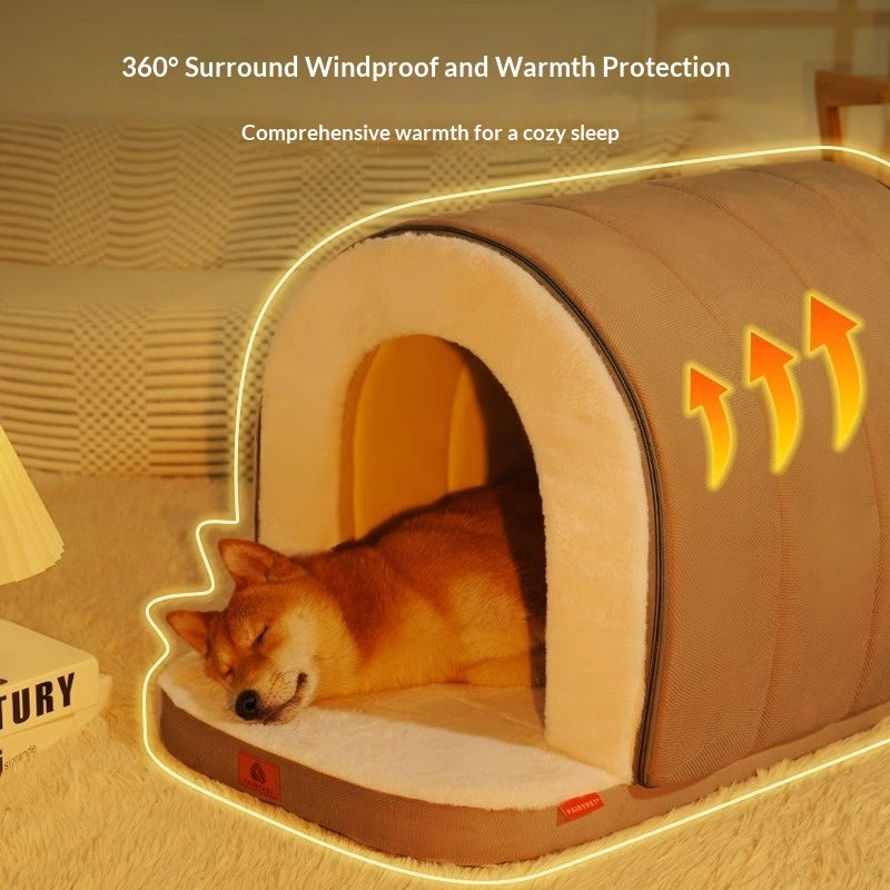 KFX-3102525 Fully Enclosed Insulated Dog House Tent for Outdoor Comfort and Warmth