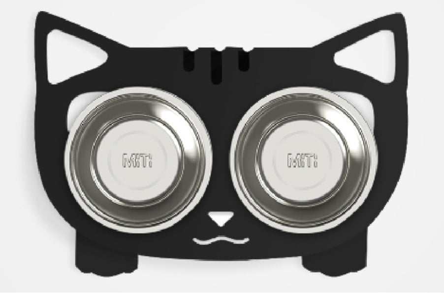 KFX-3102653 Anti-Falling Inclined Feeding Bowl for Cats and Dogs - Stainless Steel, Durable Design, Available in Black, White, Pink, Blue