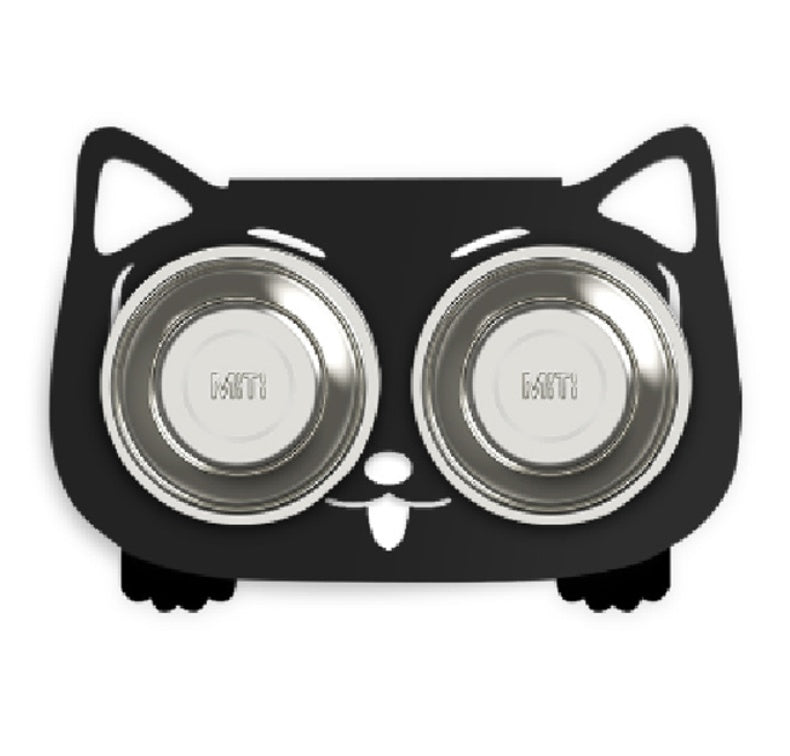 KFX-3102653 Anti-Falling Inclined Feeding Bowl for Cats and Dogs - Stainless Steel, Durable Design, Available in Black, White, Pink, Blue