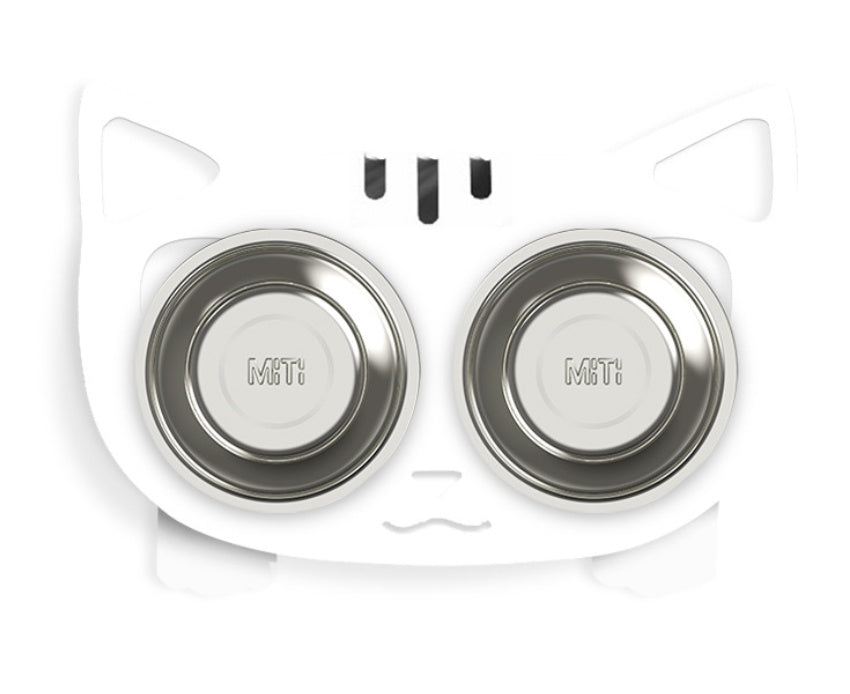 KFX-3102653 Anti-Falling Inclined Feeding Bowl for Cats and Dogs - Stainless Steel, Durable Design, Available in Black, White, Pink, Blue