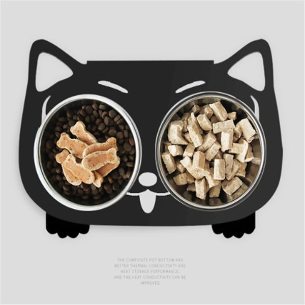 KFX-3102653 Anti-Falling Inclined Feeding Bowl for Cats and Dogs - Stainless Steel, Durable Design, Available in Black, White, Pink, Blue