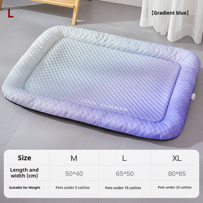 KFX-3104317 Cooling Ice Silk Pet Mat - Gradient Colors in Yellow, Black, Blue - Sizes M, L, XL