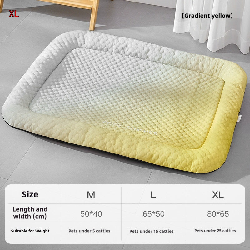 KFX-3104317 Cooling Ice Silk Pet Mat - Gradient Colors in Yellow, Black, Blue - Sizes M, L, XL