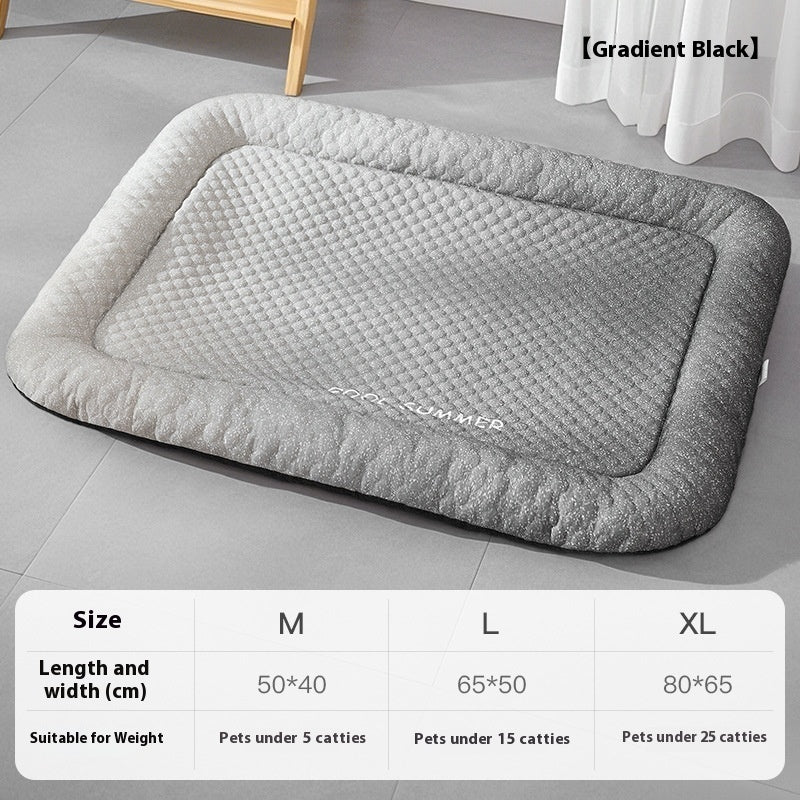 KFX-3104317 Cooling Ice Silk Pet Mat - Gradient Colors in Yellow, Black, Blue - Sizes M, L, XL