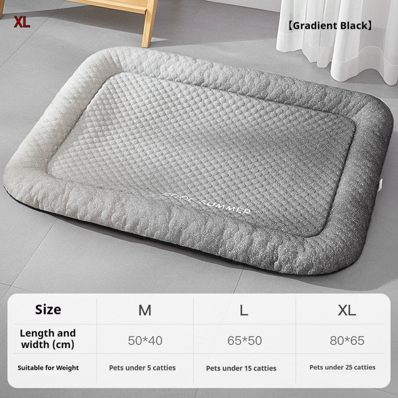 KFX-3104317 Cooling Ice Silk Pet Mat - Gradient Colors in Yellow, Black, Blue - Sizes M, L, XL