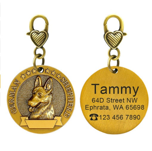 KFX-3105085 Custom Bronze Dog ID Tag with Anti-Lost Features for Medium-Sized Pets