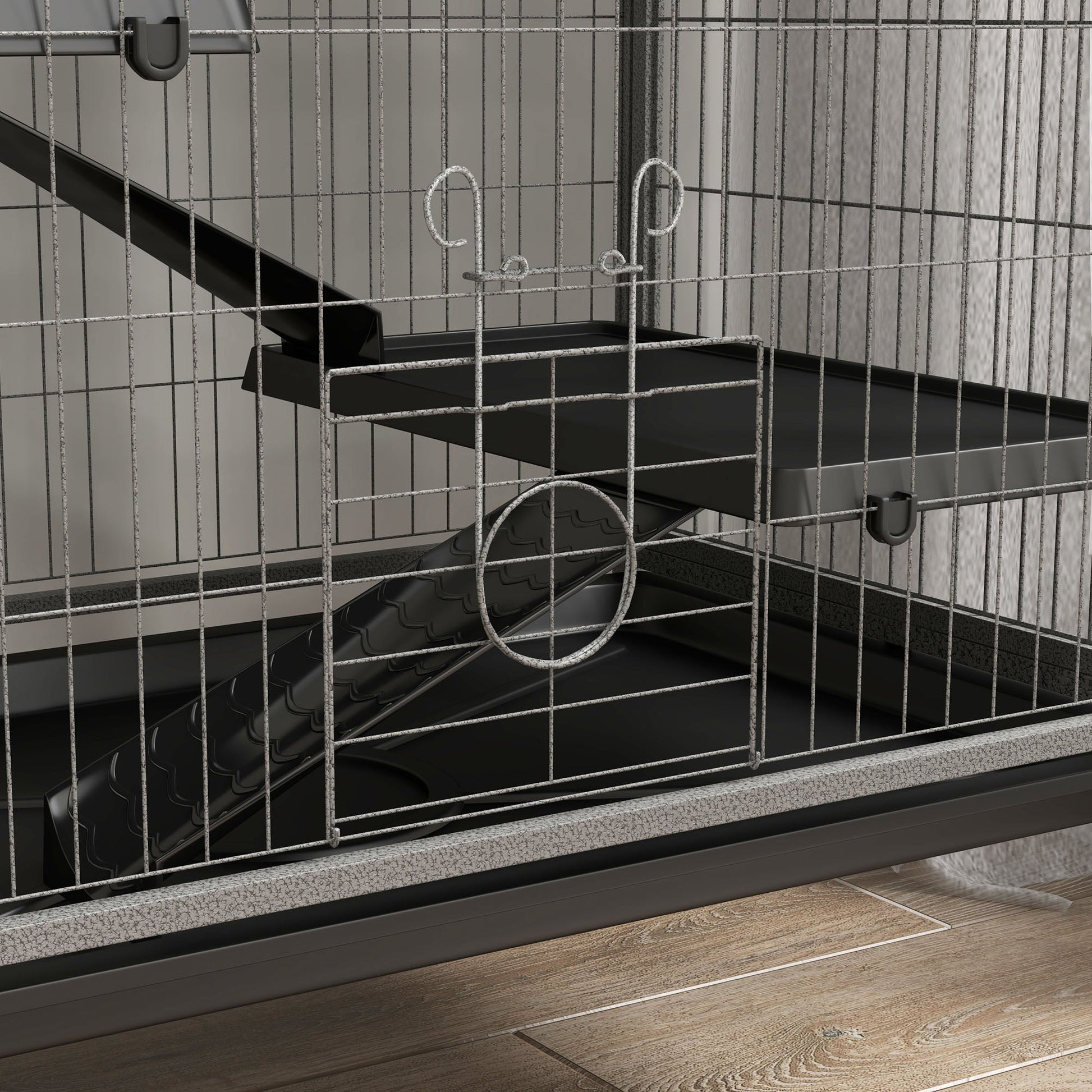 KFX-3106109 Rolling Small Animal Cage with 6 Doors, Hammock, Removable Tray for Ferrets, Chinchillas, and Other Pets