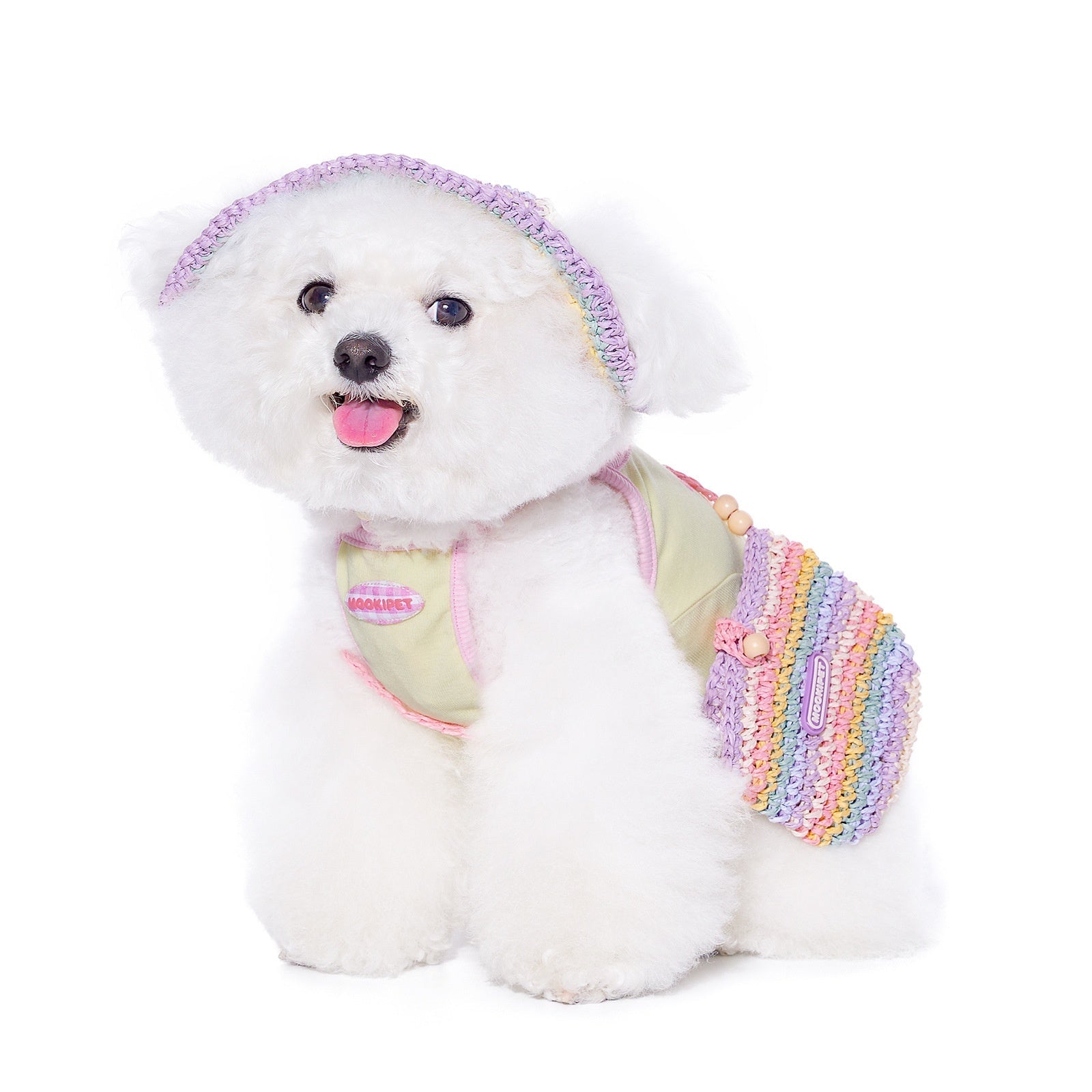 KFX-3107005 Summer Woven Sun Hat for Small Dogs - Casual Style for Yorkshire & Bichon