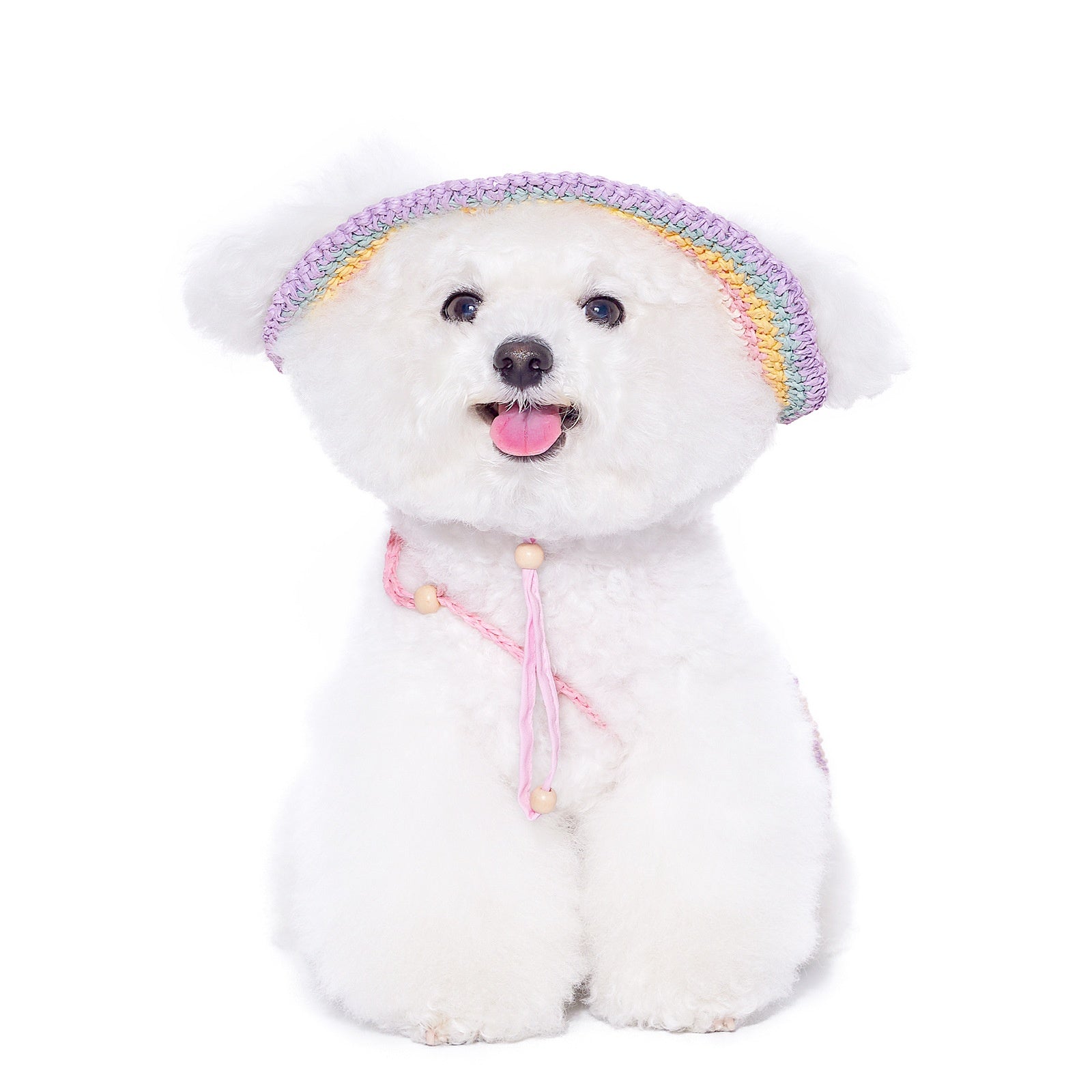 KFX-3107005 Summer Woven Sun Hat for Small Dogs - Casual Style for Yorkshire & Bichon
