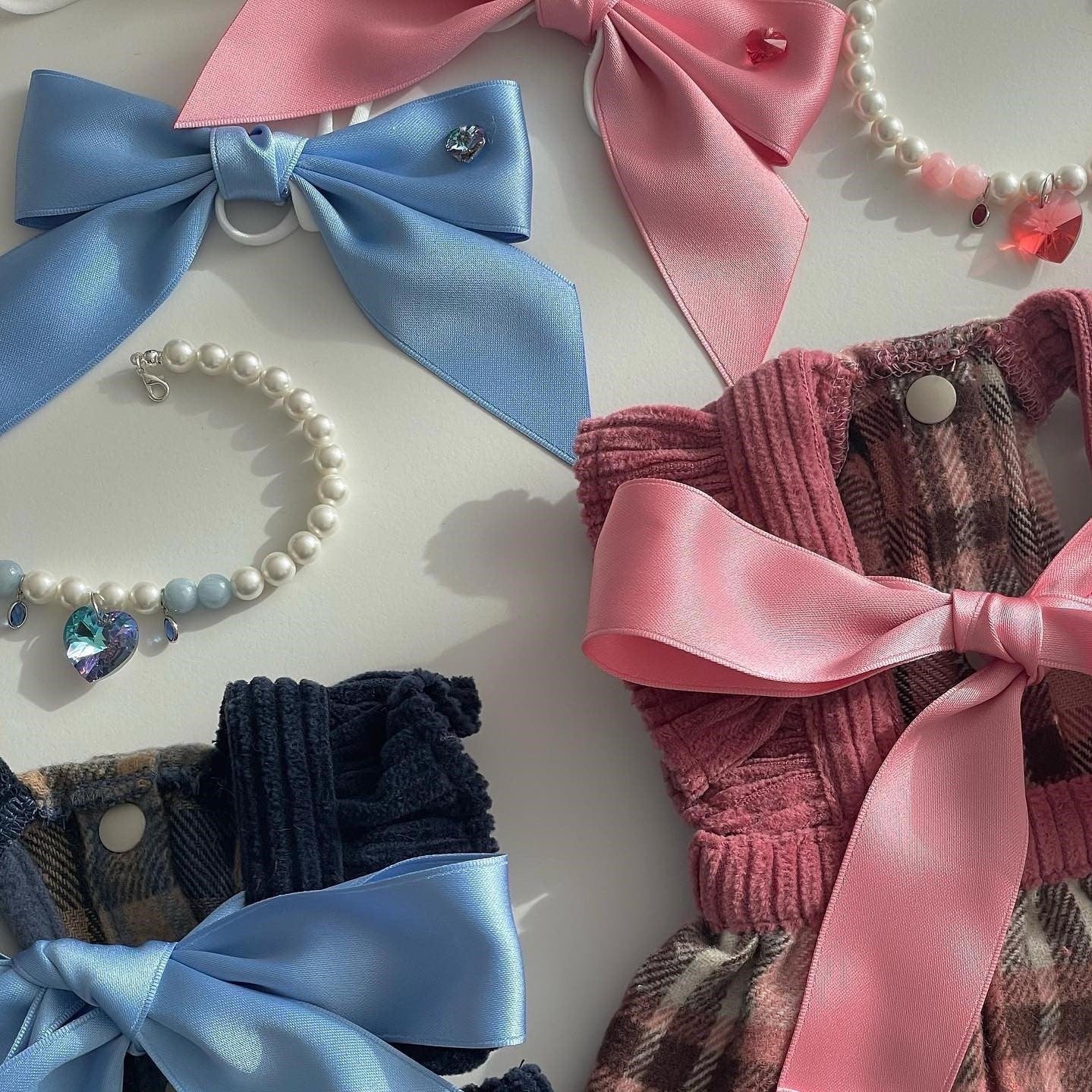 KFX-3107261 Princess Bow Tension Adjustment Pet Hair Band for Dogs - Available in Blue and Pink