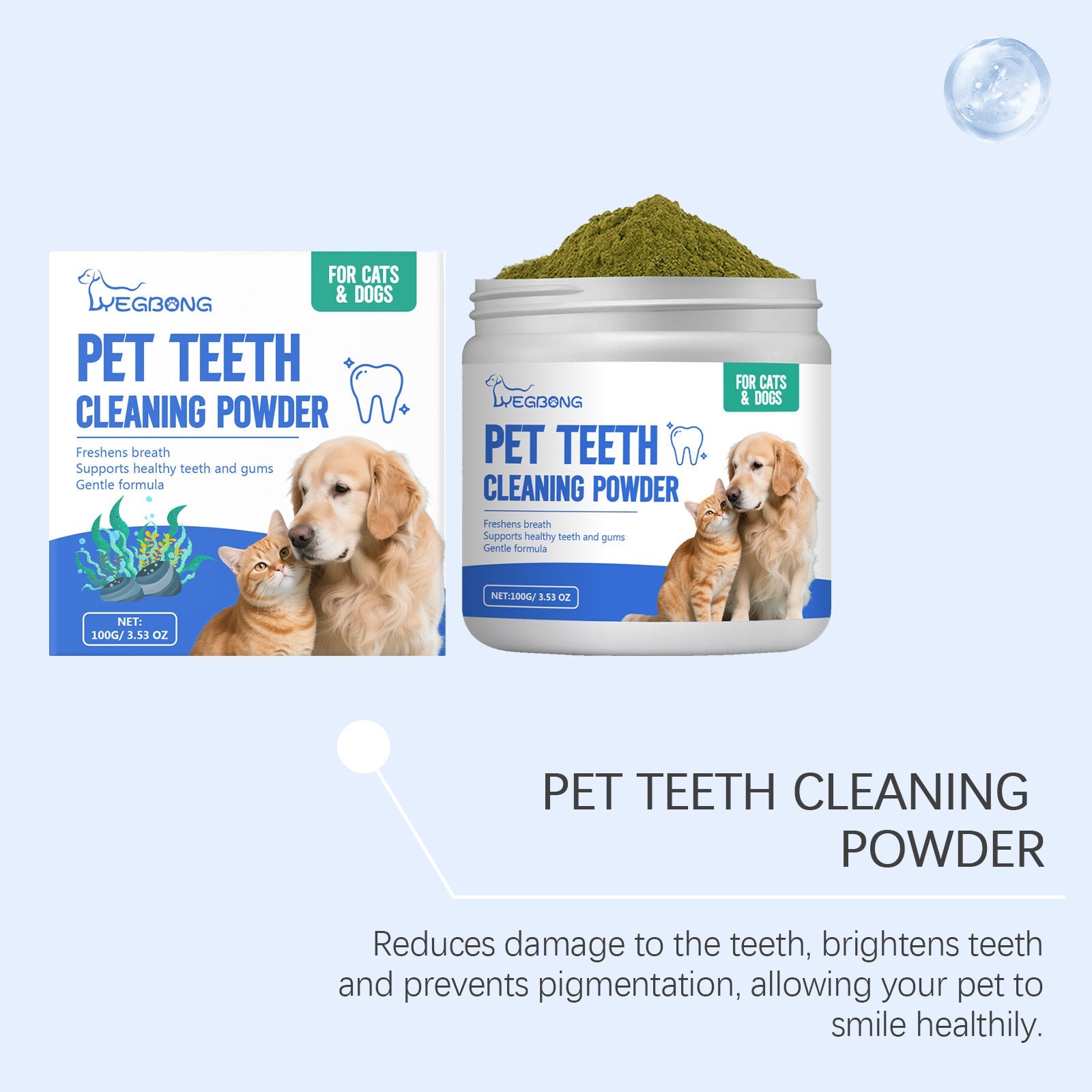 KFX-3110077 Pet Dental Cleaning Powder for Cats and Dogs - Effective Oral Care Solution