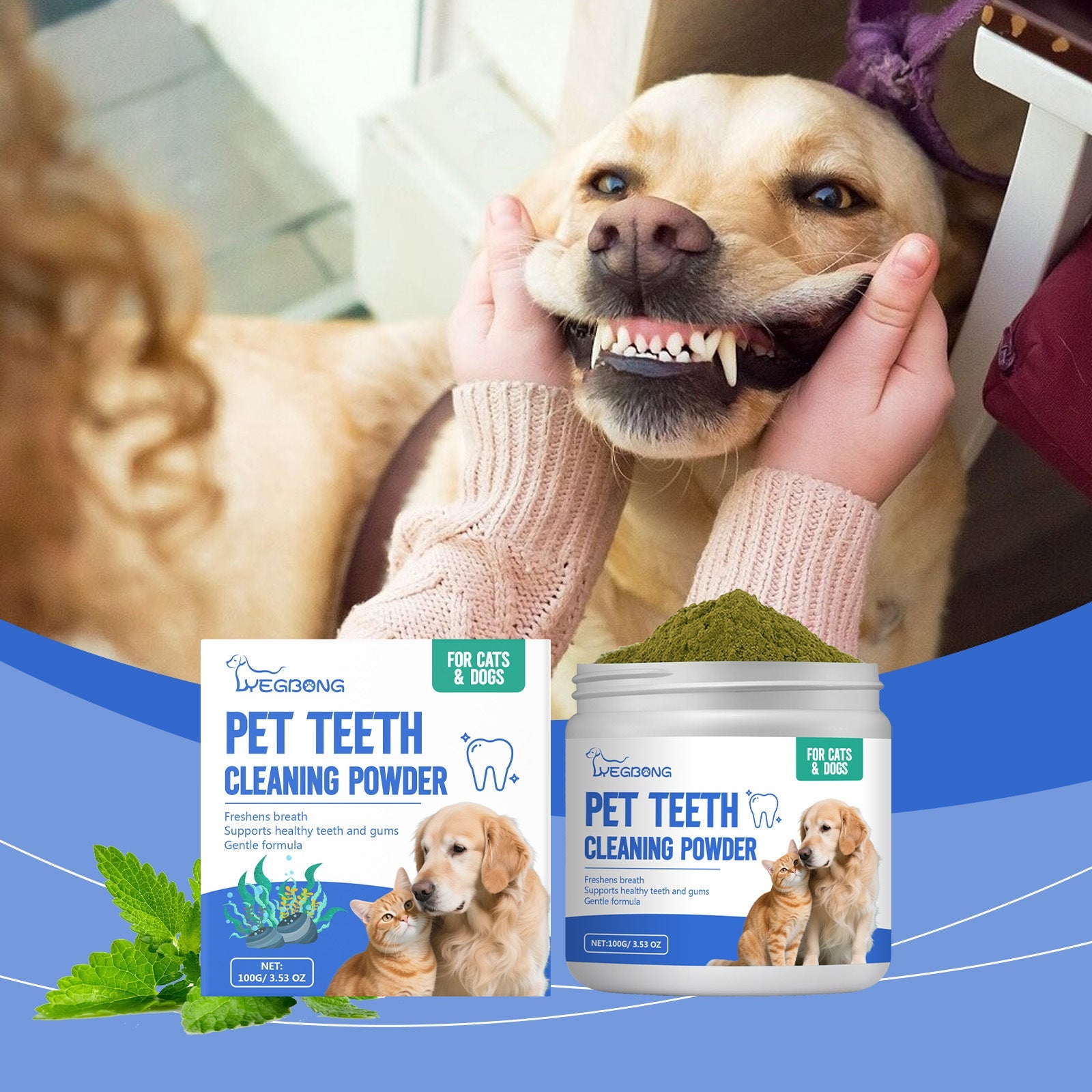 KFX-3110077 Pet Dental Cleaning Powder for Cats and Dogs - Effective Oral Care Solution