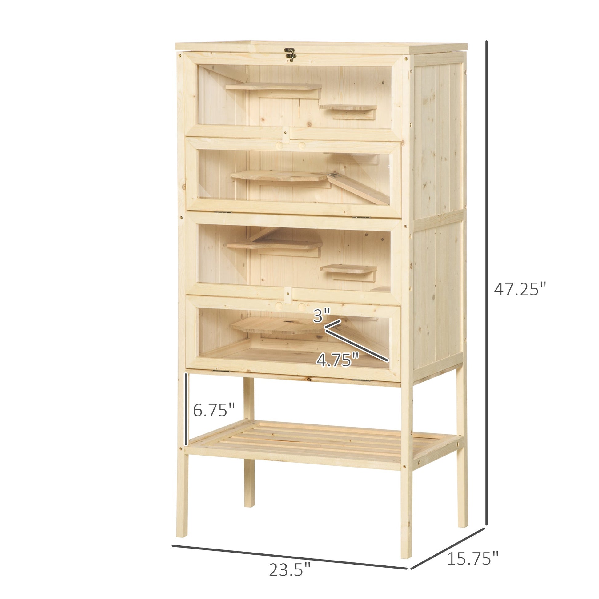 KFX-3111869 5-Tier Wooden Hamster Cage with Openable Top and Storage Shelf for Small Pets