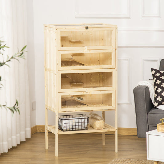 KFX-3111869 5-Tier Wooden Hamster Cage with Openable Top and Storage Shelf for Small Pets
