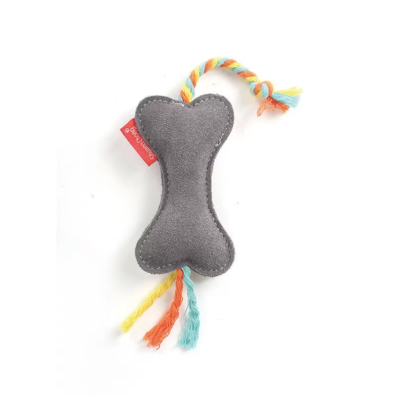 KFX-3113021 Durable Bite-Resistant Dog Chew Toys - Cowhide & Cotton, Various Shapes