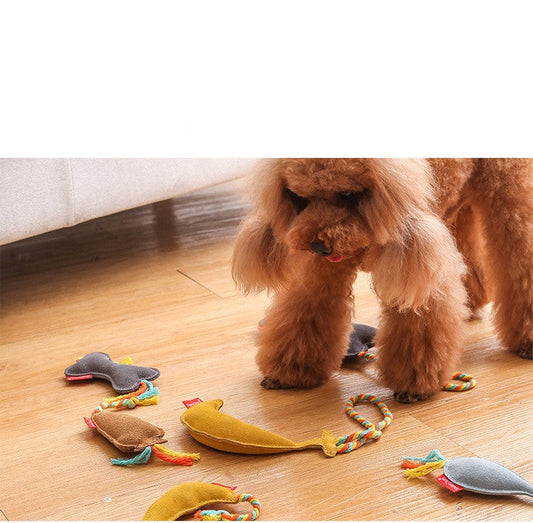 KFX-3113021 Durable Bite-Resistant Dog Chew Toys - Cowhide & Cotton, Various Shapes
