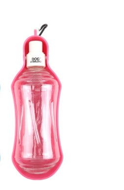 KFX-3114045 Portable Dog Water Bottle for Outdoor Travel - Plastic with Metal Buckle, 5 Color Options
