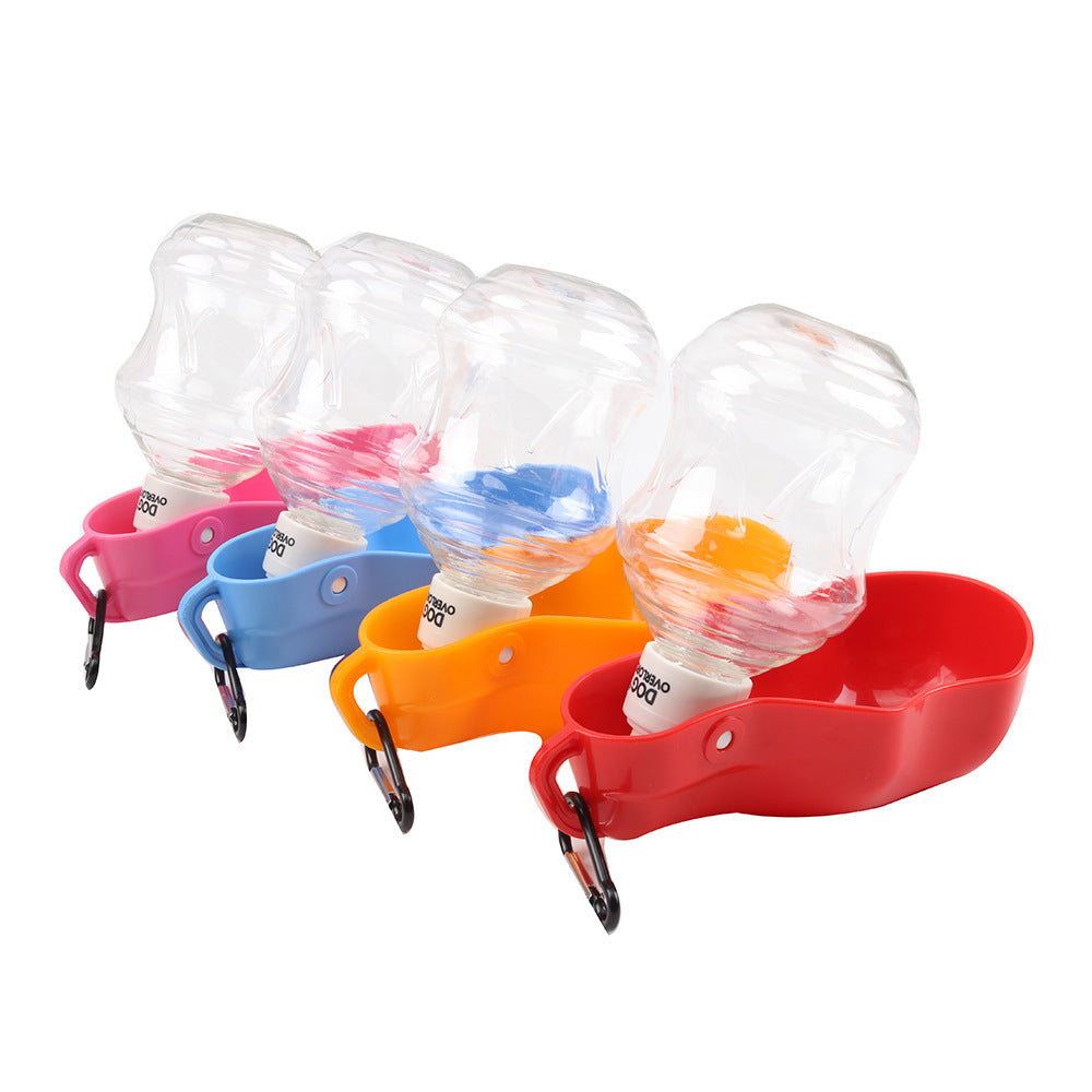 KFX-3114045 Portable Dog Water Bottle for Outdoor Travel - Plastic with Metal Buckle, 5 Color Options