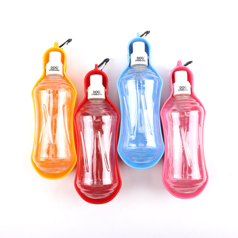 KFX-3114045 Portable Dog Water Bottle for Outdoor Travel - Plastic with Metal Buckle, 5 Color Options
