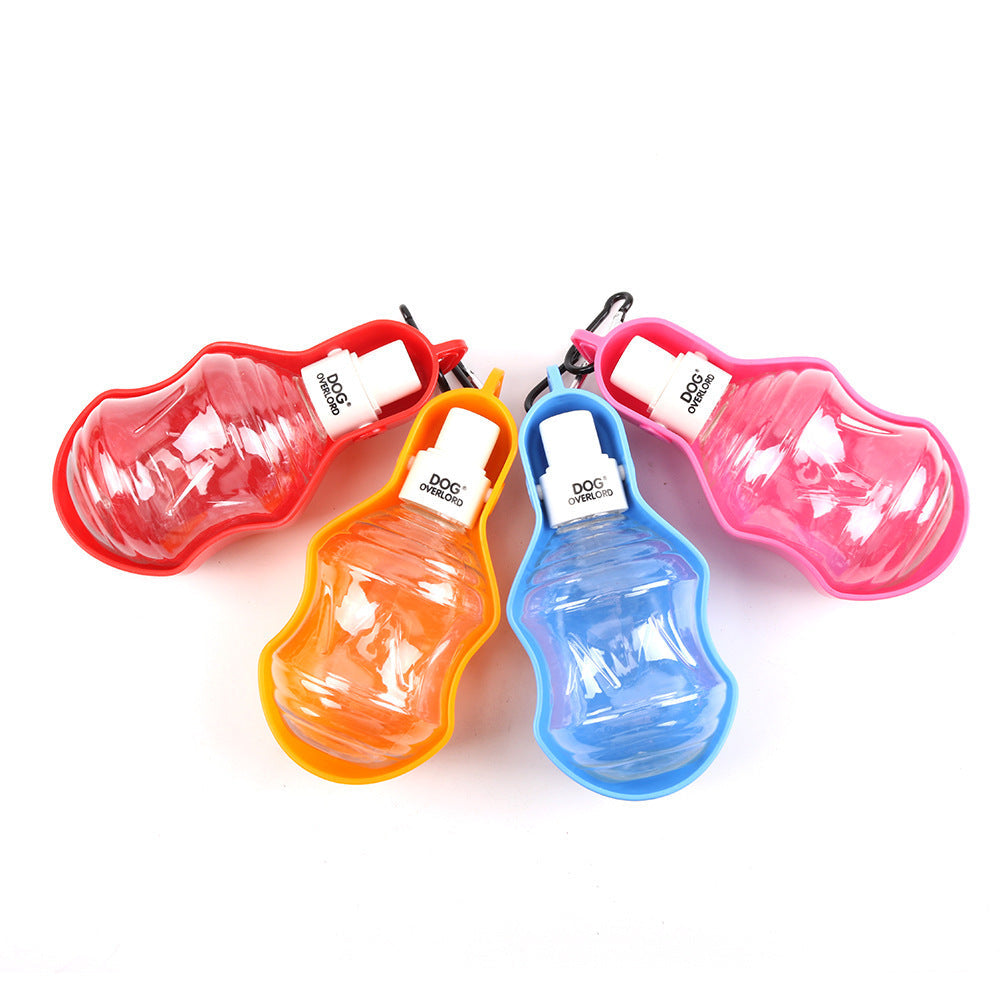 KFX-3114045 Portable Dog Water Bottle for Outdoor Travel - Plastic with Metal Buckle, 5 Color Options