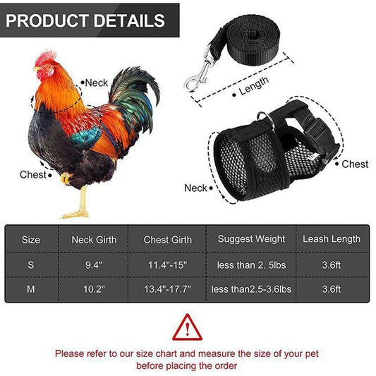 KFX-3115453 Poultry Vest Harness with Matching Collar for Ducks and Chickens - Multiple Sizes Available