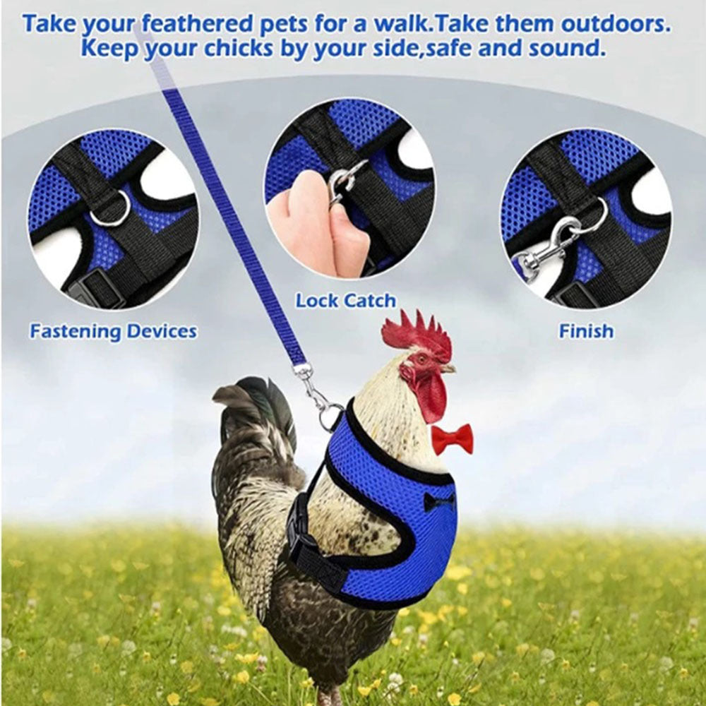 KFX-3115453 Poultry Vest Harness with Matching Collar for Ducks and Chickens - Multiple Sizes Available