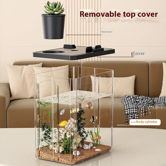 KFX-3117245 Small Plastic Desktop Fish Tank for Household Use