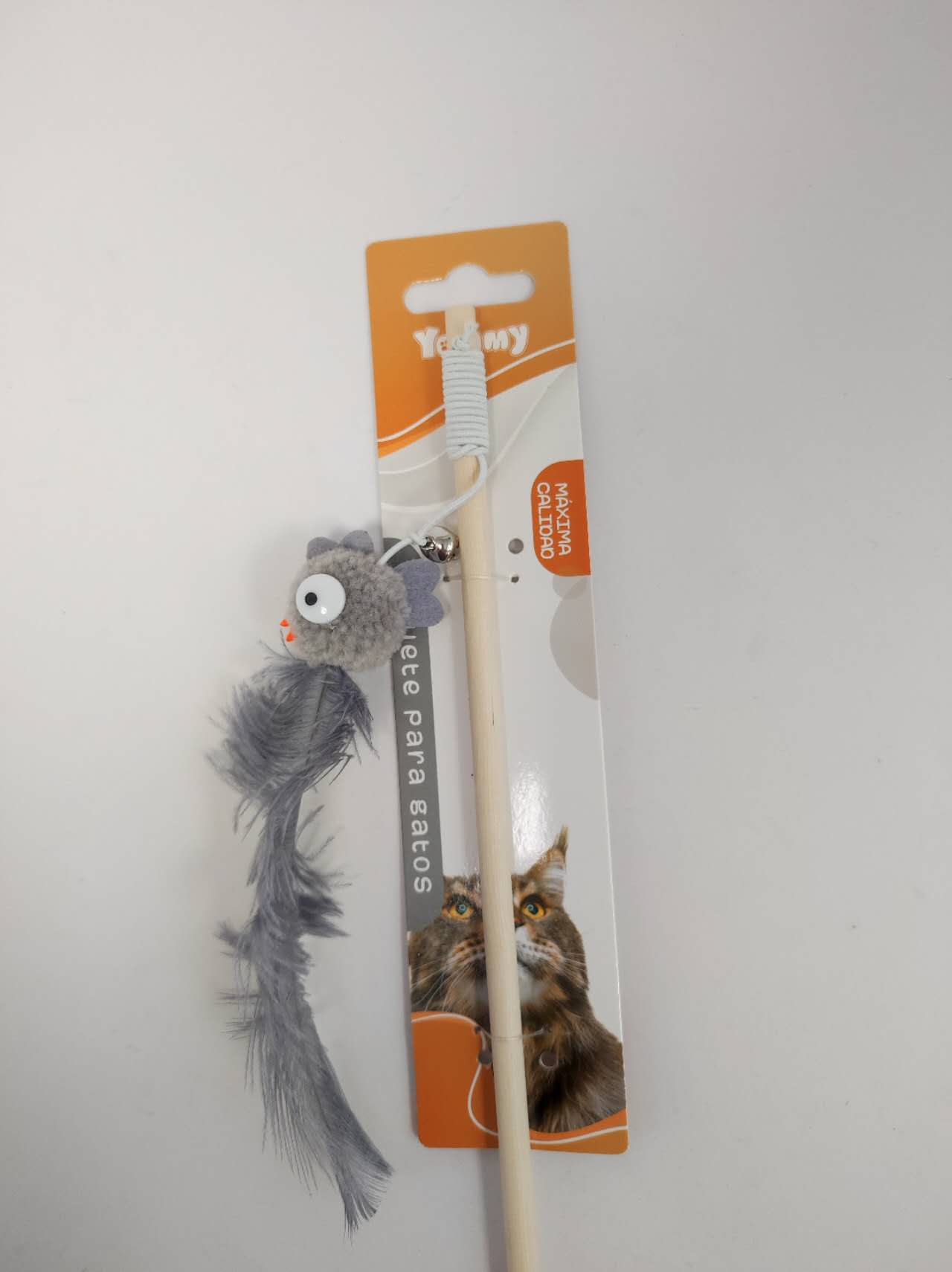 KFX-3118781 Ostrich Feather Teasing Cat Stick for Interactive Play