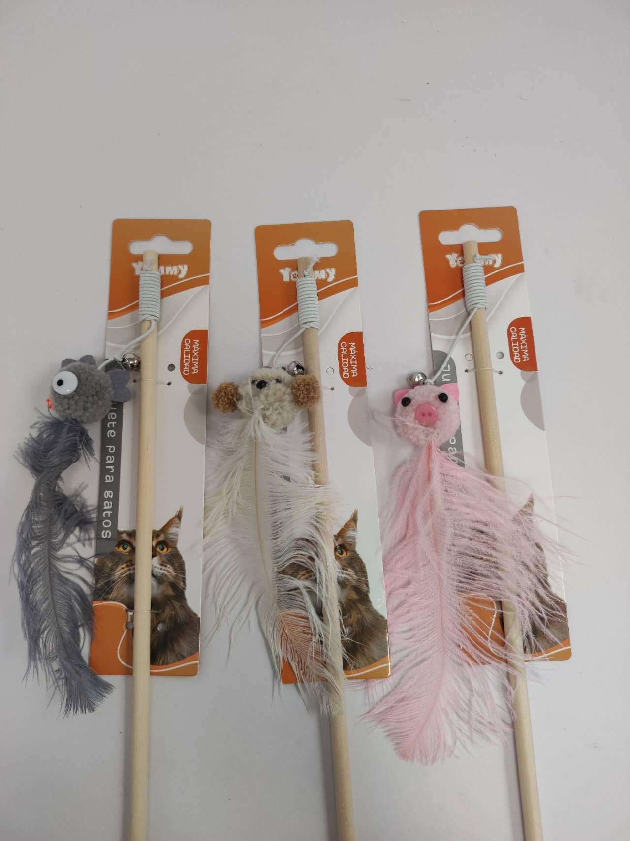 KFX-3118781 Ostrich Feather Teasing Cat Stick for Interactive Play