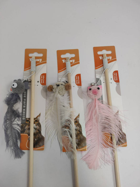 KFX-3118781 Ostrich Feather Teasing Cat Stick for Interactive Play