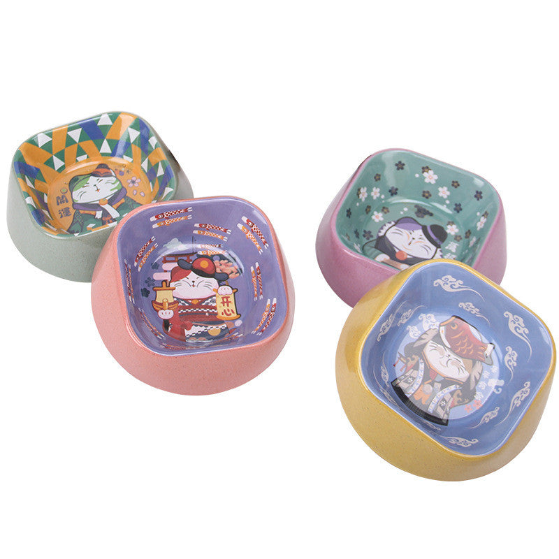 KFX-3119933 Bamboo Fiber Anti-Overturning Pet Bowl in Multiple Colors - 420ml Capacity