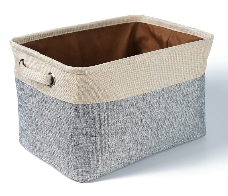 KFX-3120189 Foldable Cotton Linen Storage Basket for Clothes and Toys - Versatile Organizing Solution