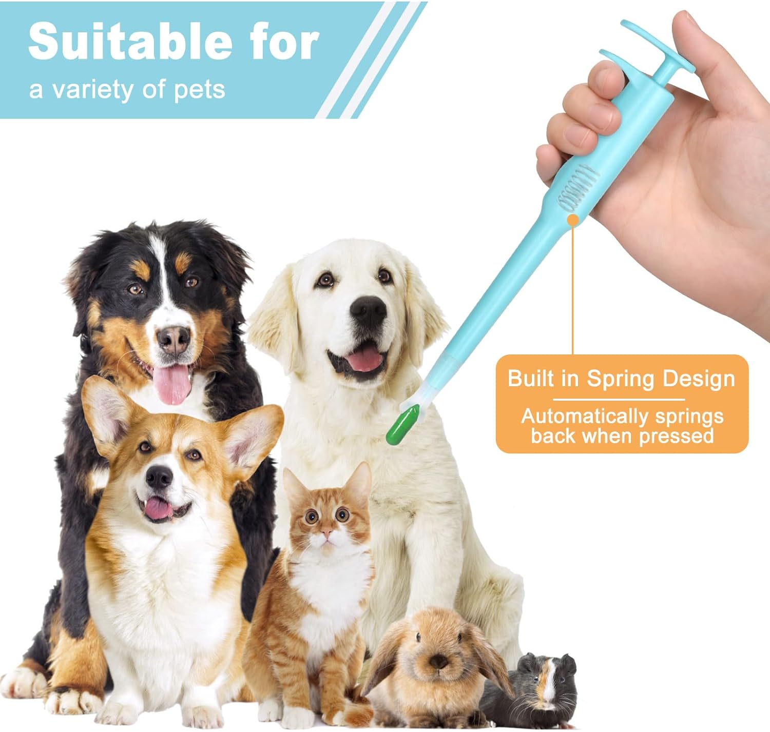 KFX-3121213 Pet Pill Dispenser with Soft Silicone Tip for Easy Medication Administration to Cats, Dogs, and Small Animals