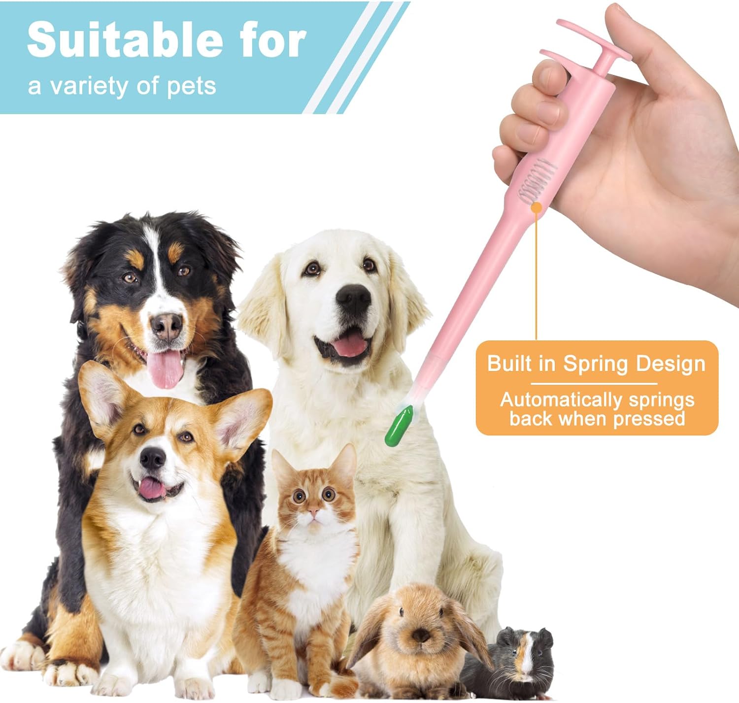 KFX-3121213 Pet Pill Dispenser with Soft Silicone Tip for Easy Medication Administration to Cats, Dogs, and Small Animals