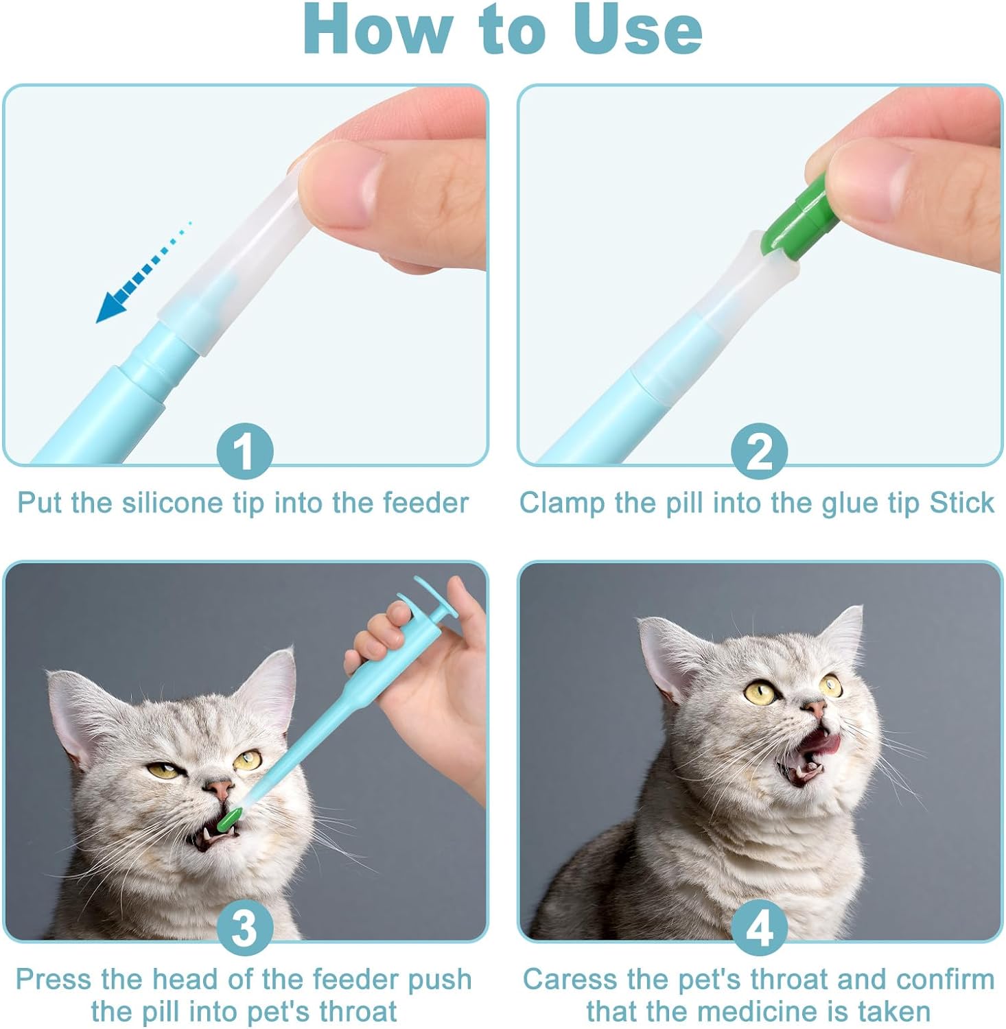 KFX-3121213 Pet Pill Dispenser with Soft Silicone Tip for Easy Medication Administration to Cats, Dogs, and Small Animals