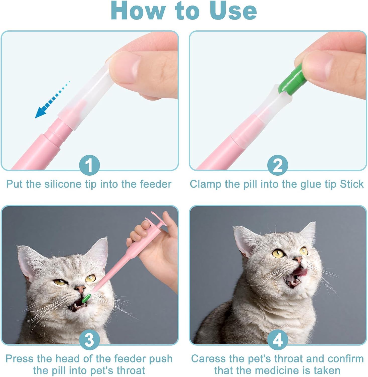 KFX-3121213 Pet Pill Dispenser with Soft Silicone Tip for Easy Medication Administration to Cats, Dogs, and Small Animals